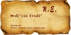 Mrázik Ernő névjegykártya